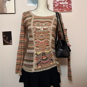 Roz & Ali Multicolor Striped V-Neck Sweater